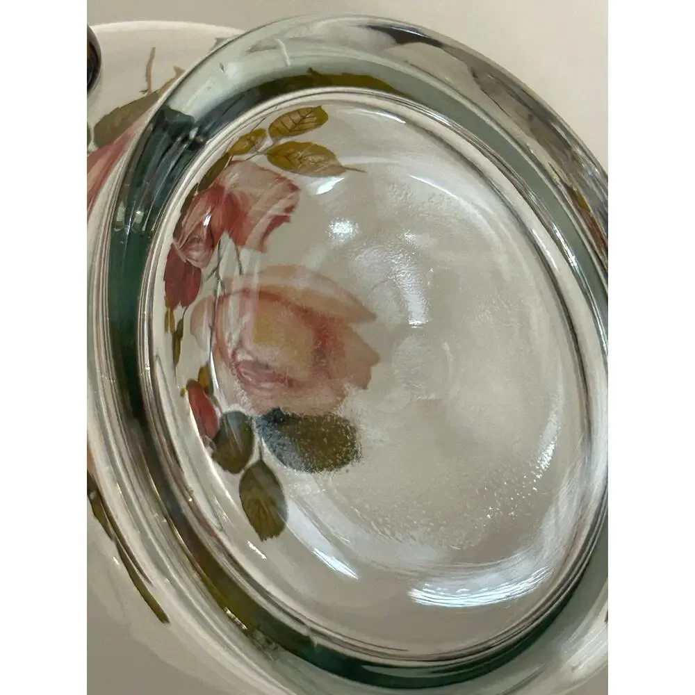 Vintage West Virginia Glass Rose Pitcher with Ice Lip 10
